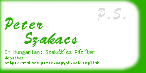 peter szakacs business card